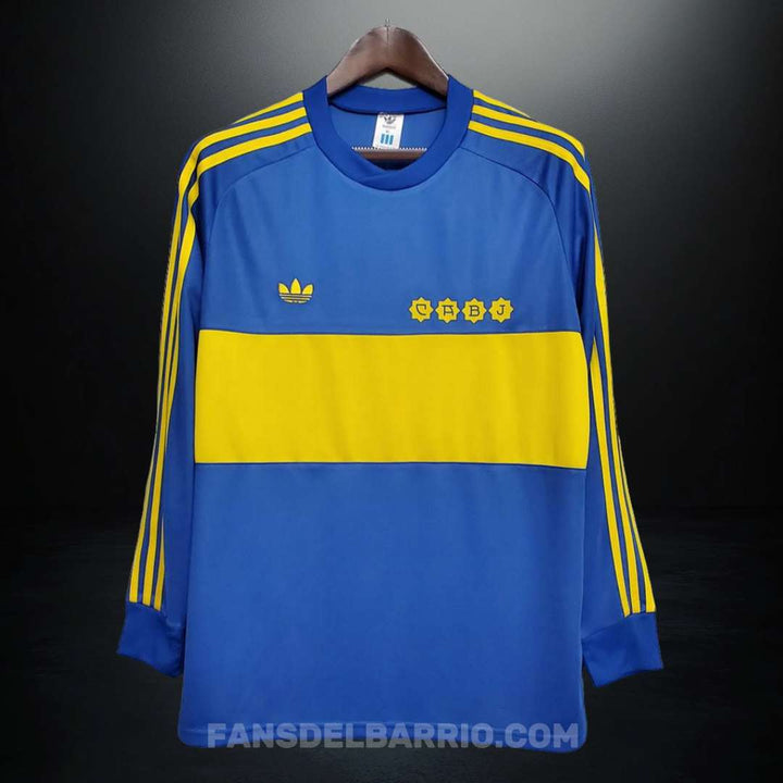 Camiseta Manga Larga Retro del Boca Juniors 1981 Local para Hombre