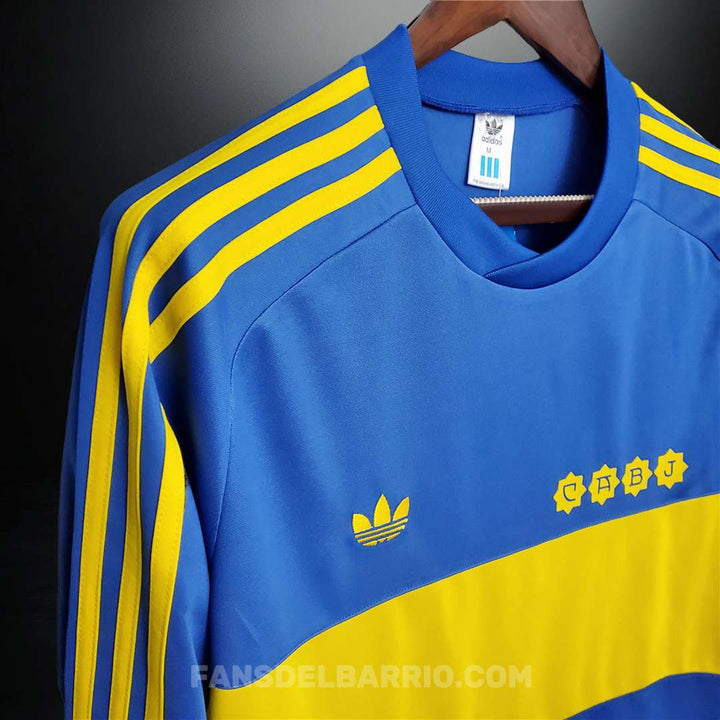Camiseta Manga Larga Retro del Boca Juniors 1981 Local para Hombre