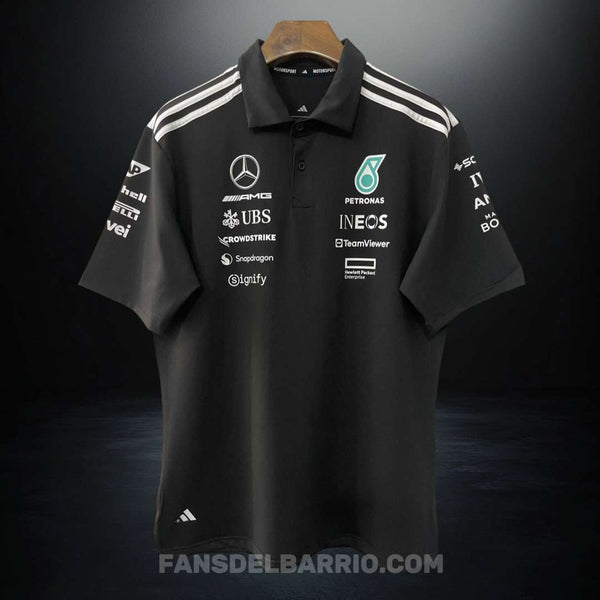 Camiseta Polo F1 Mercedes AMG Petronas 2025 Black para Hombre