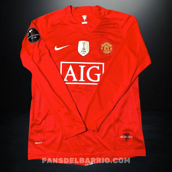 Camiseta Manga Larga Retro Manchester United Local 2008/09 para Hombre