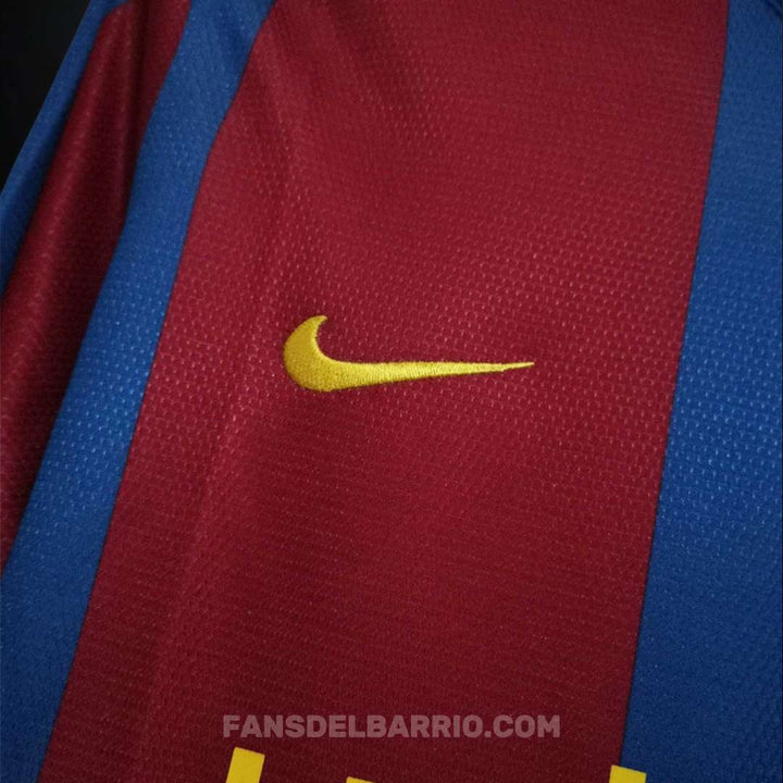 F.C. Barcelona 2007-08 Local Camiseta Manga Larga Retro para Hombre (Nike)