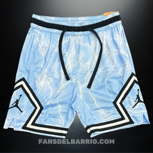 Pantaloneta Diamond Jordan Celeste con Rayos para Baloncesto