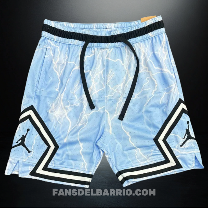 Pantaloneta Diamond Jordan Celeste con Rayos para Baloncesto