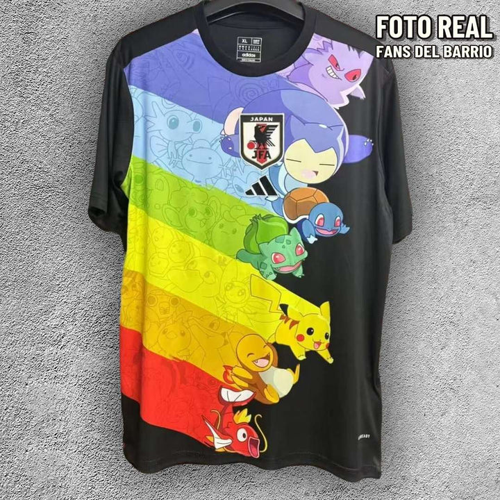 Camiseta Fan Selección de Japón Edición Especial Pokémon Rainbow Black 2024 de Hombre (Adidas)