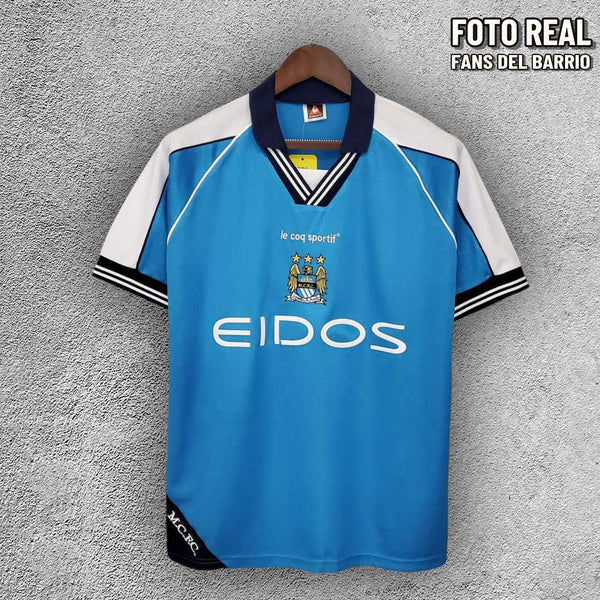 Manchester City 1999-01 Local Camiseta Retro de Hombre (Le Coq Sportif)