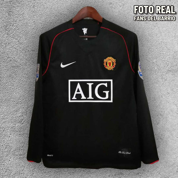 Manchester United 2007-08 Visita Camiseta Manga Larga Retro de Hombre (Nike)