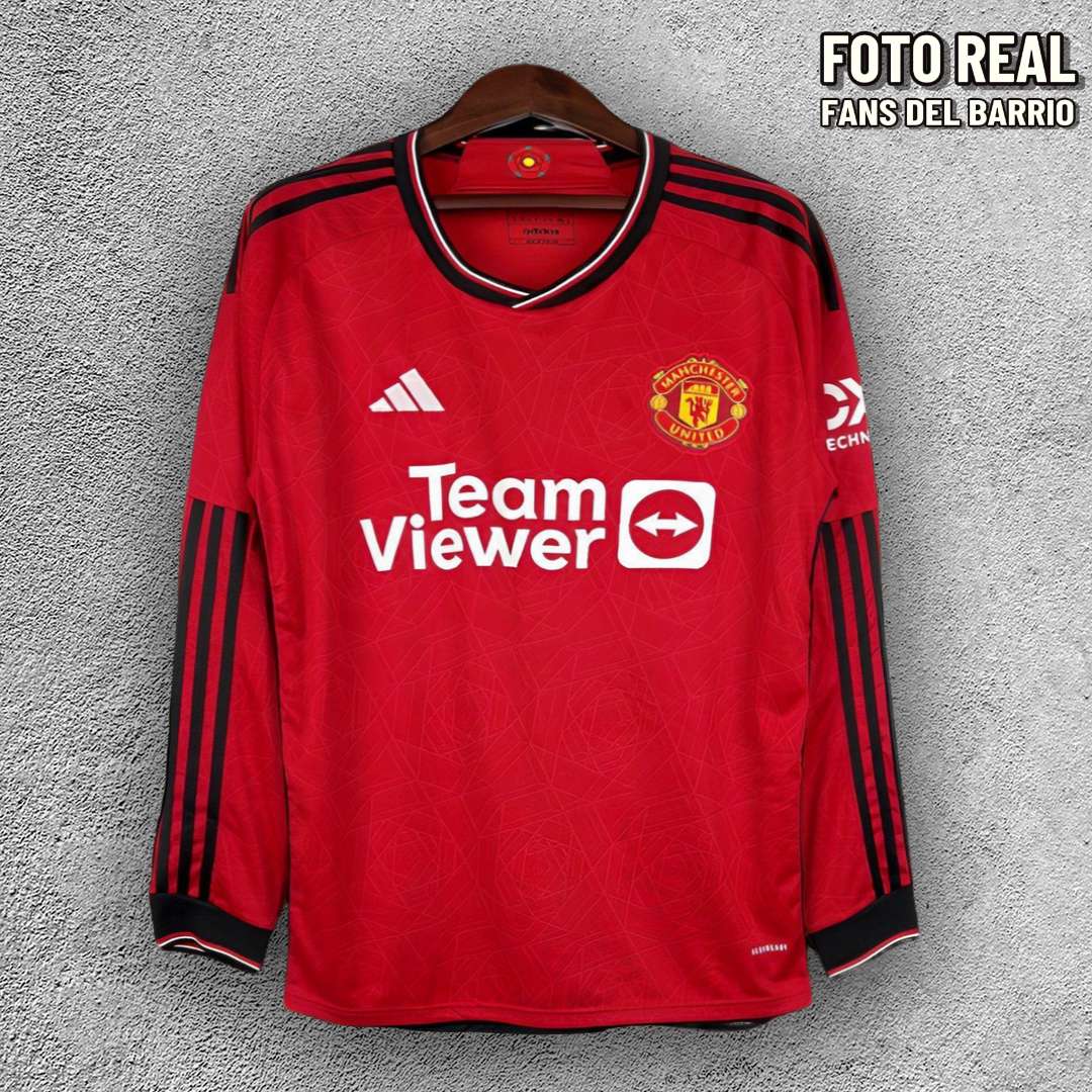 Camiseta Manga Larga Fan 2023/24 Manchester United Local para Hombre ...