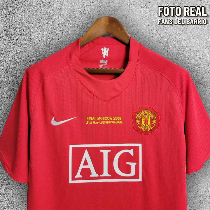 Manchester United Versión Final Champions League Moscow 2007-08 Local Camiseta Retro para Hombre (Nike)