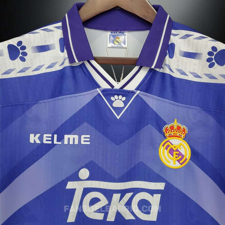 Real Madrid 1996-97 Visita Camiseta Retro para Hombre (Kelme)