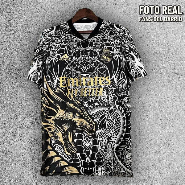Real Madrid 2023-24 Special Edition Gold Dragon Camiseta Fan para Hombre (Adidas)