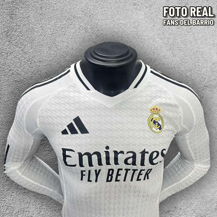 Real Madrid 2024-25 Local Camiseta Player Manga Larga de Hombre (Adidas)