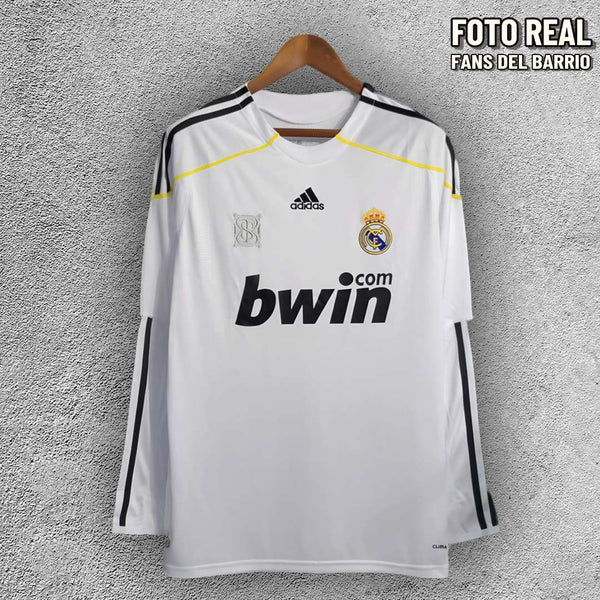 Real Madrid Local 2009-10 Camiseta Manga Larga Retro de Hombre (Adidas)